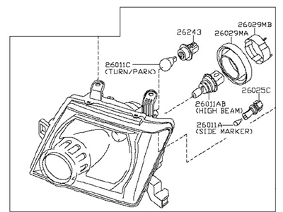 Nissan 26010-ZS00A Passenger Side Headlamp Assembly