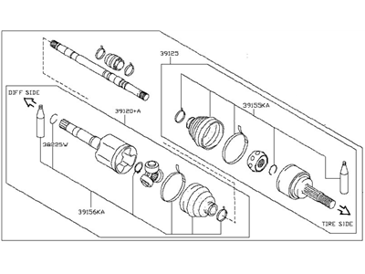 Nissan 39101-EL005 Shaft Assy-Front Drive,LH