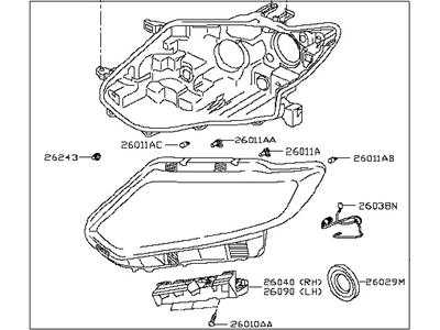 Nissan 26010-5HA0A Headlamp Assembly-Passenger Side