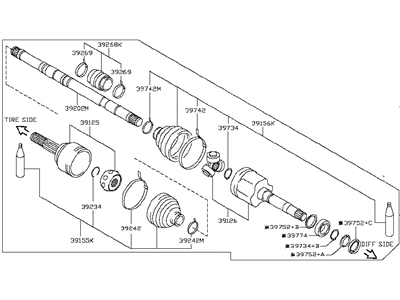 2012 Nissan Cube Axle Shaft - 39100-ED805