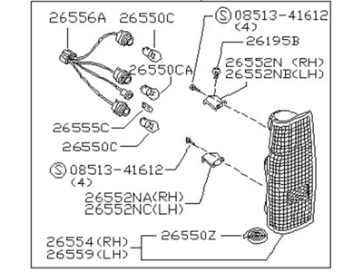 1986 Nissan Hardbody Pickup (D21) Tail Light - B6550-01G00