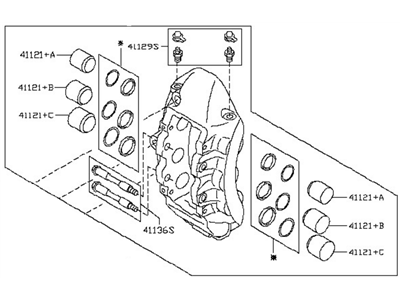 2010 Nissan GT-R Brake Caliper Repair Kit - 41001-JF20D