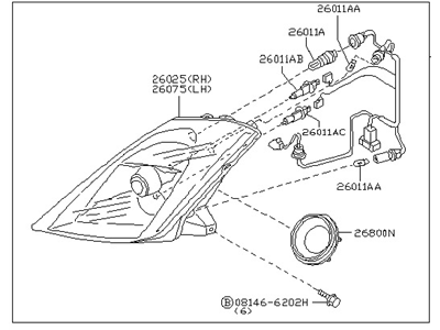 Nissan 26010-CF40A Passenger Side Headlight Assembly