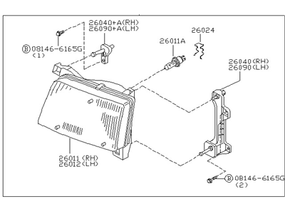 Nissan 26060-7Z826 Driver Side Headlamp Assembly