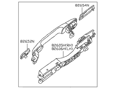 Nissan 82606-ZX40B Rear Door Outside Handle Assembly Right