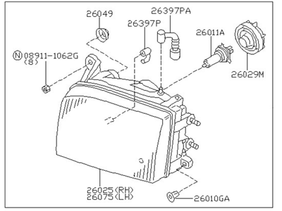 1997 Nissan Pathfinder Headlight - 26010-0W025