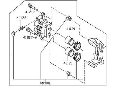 Nissan 41001-ZF00A CALIPER Assembly-Front RH, W/O Pads Or SHIMS