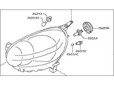 Nissan 26010-9KK0A Passenger Side Headlight Assembly