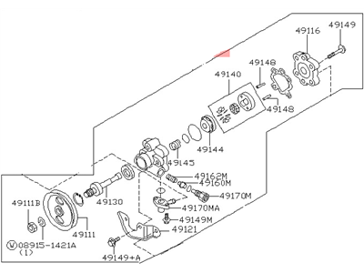 1995 Nissan Hardbody Pickup (D21U) Power Steering Pump - 49110-60G10