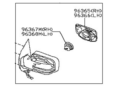 Nissan 96302-6CA0A Mirror Assembly-Outside LH