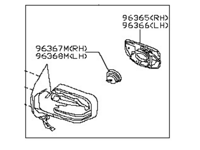 Nissan 96302-9FT3E Mirror Assembly-Outside LH