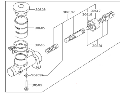 1993 Nissan Hardbody Pickup (D21) Clutch Master Cylinder - 30610-59G00