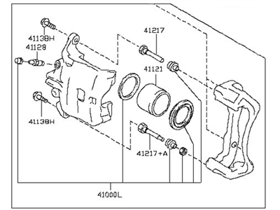 Nissan 41001-3LM1A CALIPER Assembly-Front RH, W/O Pads Or SHIMS