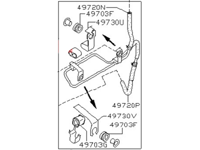 Nissan 49721-53F23 Hose & Tube Assy-Return,Power Steering