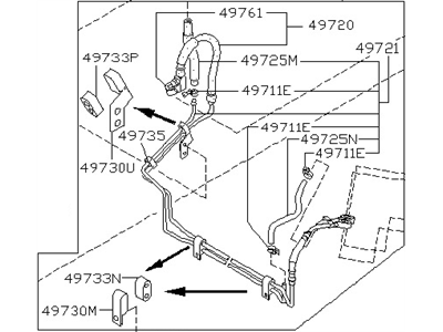 1995 Nissan Pathfinder Power Steering Hose - 49710-60G10