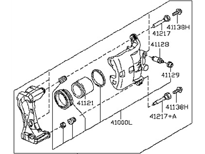 Nissan 41001-1FC0A CALIPER Assembly-Front RH, W/O Pads Or SHIMS