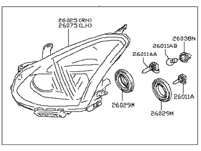 Nissan 26010-1VK1A Passenger Side Headlight Assembly