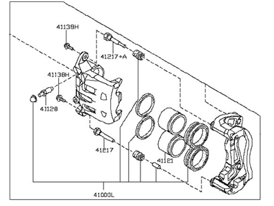 Nissan 41001-1AA0A CALIPER Assembly-Front RH,W/O Pads Or SHIMS