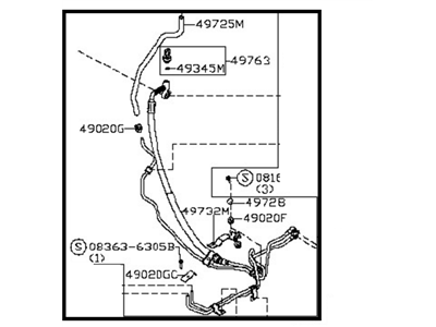 Nissan 49710-EZ30A Hose & Tube Set-Power Steering