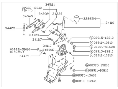 1990 Nissan Van Automatic Transmission Shifter - 34102-17C10