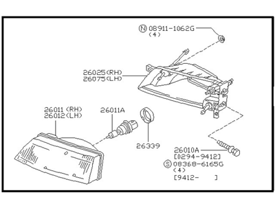 Nissan 26010-40U26 Passenger Side Headlamp Assembly