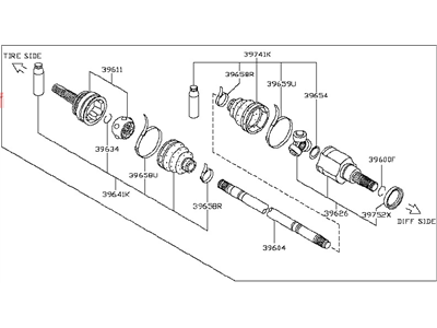 2009 Nissan Rogue Axle Shaft - 39600-JD60A