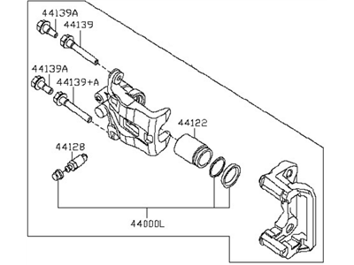 Nissan 44001-ZL42A CALIPER Assembly-Rear RH,W/O Pads Or SHIMS