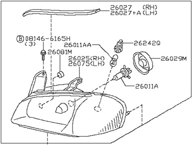 Nissan 26010-2Y926 Passenger Side Headlight Assembly