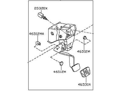 Nissan 46503-EV10C Pedal Assy-Clutch W/Bracket