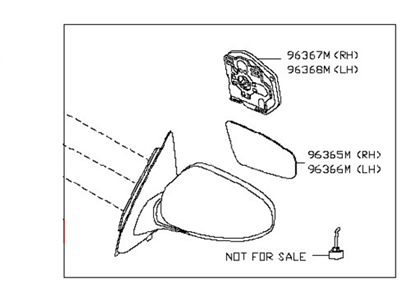 Nissan 96302-9PF9D Mirror Assy-Outside,LH