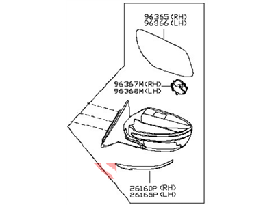 Nissan 96301-5HA3A Mirror Assembly-Door,RH