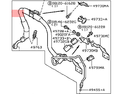 2007 Nissan Murano Power Steering Hose - 49720-CA00A