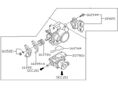 2001 Nissan Sentra Throttle Body - 16119-5M020