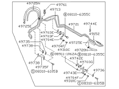 1989 Nissan Sentra Power Steering Hose - 49710-85A10