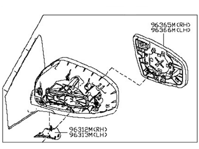 2011 Nissan Murano Car Mirror - 96301-1GR0A