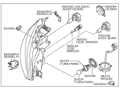 Nissan 26060-9N01A Driver Side Headlight Assembly