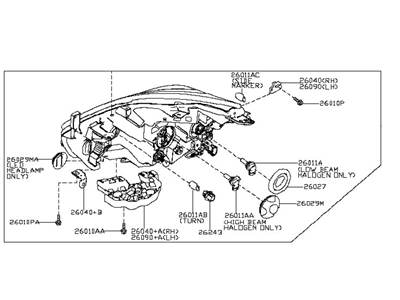 Nissan 26010-9UE1E Passenger Side Headlamp Assembly