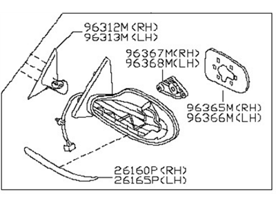 Nissan 96301-3TH2A Mirror Assembly-Outside RH