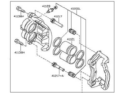 Nissan 41011-EA005 CALIPER Assembly-Front LH, W/O Pads Or SHIMS