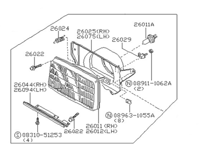 Nissan 26010-29R00 Passenger Side Headlight Assembly