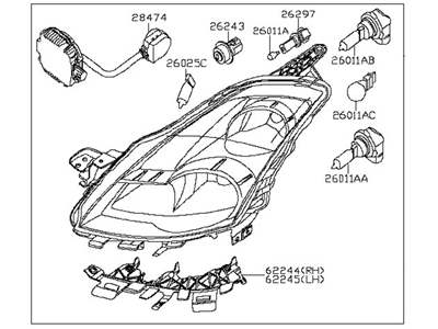 Nissan 26060-JB11A Driver Side Headlight Assembly