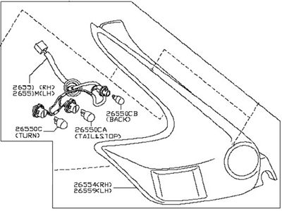 Nissan 26555-1KM0A Lamp Assembly-Rear Combination LH