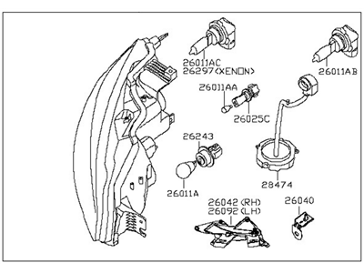 Nissan 26010-ZN60A Passenger Side Headlight Assembly