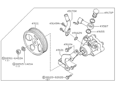 2011 Nissan Xterra Power Steering Pump - 49110-ZL80A