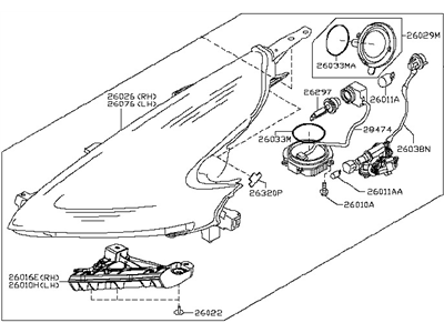 Nissan 26010-1EA0C Passenger Side Headlight Assembly