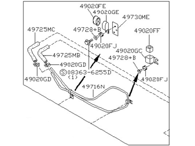 1999 Nissan Altima Power Steering Hose - 49790-9E002