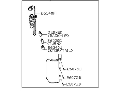 Nissan 26550-1PA0A Lamp Assembly-Rear Combination,RH