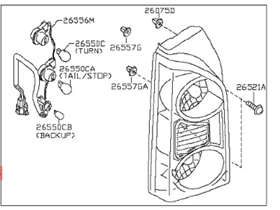 2009 Nissan Xterra Back Up Light - 26555-EA025