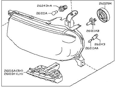 Nissan 26010-1FC0A Passenger Side Headlight Assembly