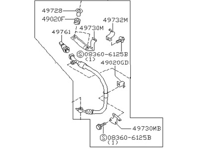 Nissan 49720-4B500 Hose Assy-Control Valve